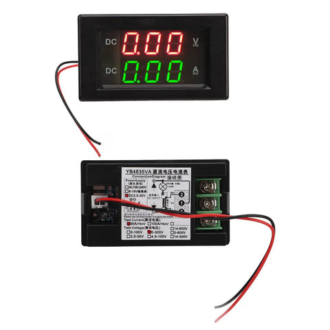 Killer Heavy Duty Dual Digital Display DC Voltmeter And Ammeter Combo Reading 0 To 300V Up To 50A IP67 Weatherproof showing dual readings.