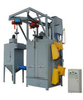 Hook Type Shot Blasting Machine for Metal Components and Instrument Frames and Equipment Casings in Fabrication Facilities, Heavy Duty Finishing Equipment with Easy Maintenance, Custom Accessories, and Shop Ready Precision Surface Prep, front view