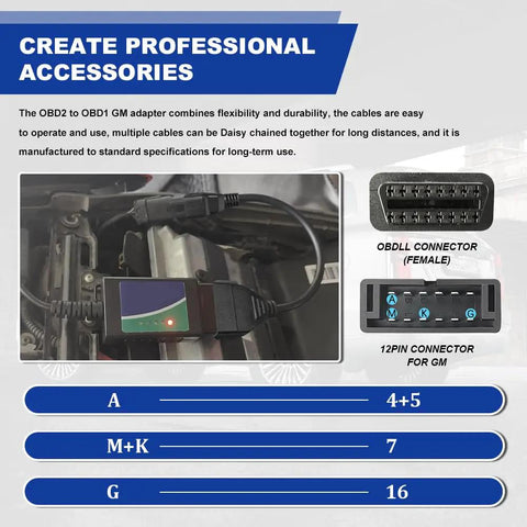 Plug And Play OBD1 To OBD2 Adapter Cable For Scan And Diagnostics OBD1 Scanner To OBD2 Converter Universal 12 Pin To 16 Pin