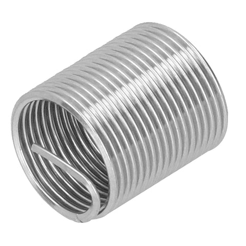 Stainless steel thread repair insert from 20 Pack M14 x 1.25 Thread Repair Inserts Stainless Steel Wire Thread Sleeves In 14mm 21mm 28mm 35mm And 42mm Lengths For Damaged Threads Budget Friendly Automotive And Machinery Repairs, close-up view.
