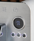 Close-up of control panel on Semi Pro Home Espresso Machine With 15 Bar Pump Triple Thermoblock Heating 58mm Portafilter Steam Wand