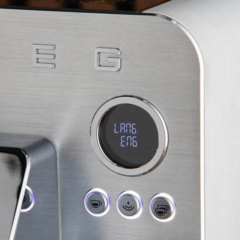 Close-up of control panel on Semi Pro Home Espresso Machine With 15 Bar Pump Triple Thermoblock Heating 58mm Portafilter Steam Wand