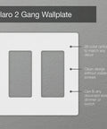 Image of White Claro 2 Gang Decorator Wall Plate 12 Pack For Light Switches Dimmers And Accessories Snap On Cover Guard on wall