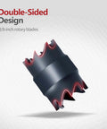 Close-up of double-sided 3/8 inch rotary blade from Spot Weld Cutter Set 34 Piece Double Sided Three Eighth Inch HSS Sheet Metal Hole Cutter Auto Body Tools Punch Remover Panel Separator Pro Grade AlCRN Coated For Low Friction And Heat Reduction