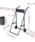 Heavy Duty Outboard Motor Stand Carrier Dolly for Boats and Inflatable Yachts with measurements, steel frame, pine board