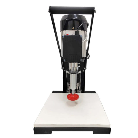 INTSUPERMAI portable electric hinge drill, front view, black frame and white base