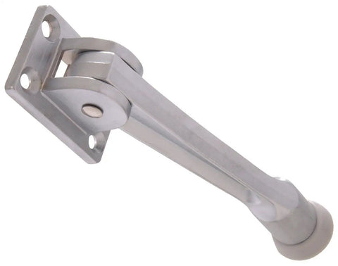 Heavy Duty Kickdown Door Stoppers 5 Inch 5 Pack Satin Chrome with non-slip rubber feet for slam-free wall protection.