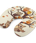 Cartoon Family Owls On The Brown Tree U Shaped Travel Pillow With Memory Foam Core, Portable Neck Pillow For Planes Trains Cars
