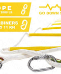2 Story 16Ft Fire Escape Ladder With Flame Resistant Safety Rope, Grab And Go Deploy shown with carabiners and ladder rungs