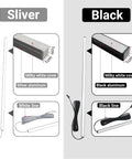 Wood Slat Wall Panel LED Recessed Lighting Kit With 6 Pcs DC12V adhesive lights showing silver and black options with covers and lines.