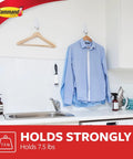 Damage Free Wall Hanger System With 7.5 Lb Capacity holding blue shirt in kitchen area