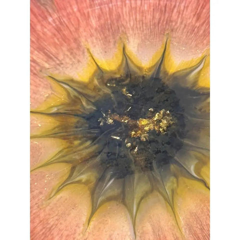 Close-up floral resin design on 13 Inch Floral Resin Lazy Susan Handcrafted Rotating Serving Tray For Dining Table Kitchen And Pantry