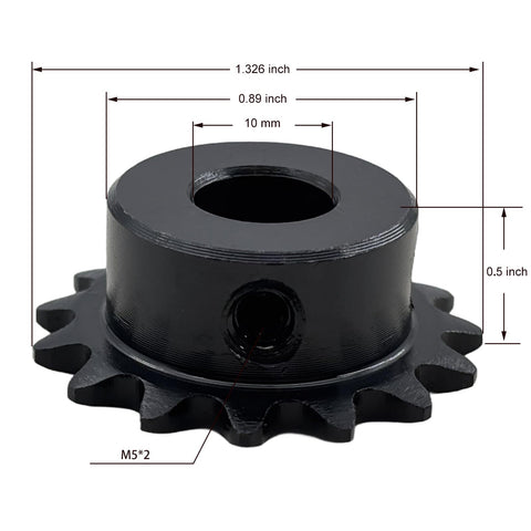 Roller Chain Sprocket Type B 15 Teeth 10mm Bore Hardened Carbon Steel Anti Rust Drive Sprocket For ANSI 25 Chain Quarter Inch Pitch