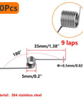 10 Pack Stainless Steel Torsion Springs for Tools Maintenance 0.5mm Wire Diameter 5mm Outer Diameter 180 Degree Deflection 9 Turns Sturdy 304 Stainless Steel with High Fatigue Resistance for DIY Workshop Repairs, 10pcs
