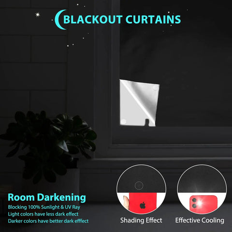 Portable 100 Percent Blackout Window Curtain Shade For Bedroom And Living Room Light Blocking Drapes That Darken Rooms Silver Insulated Back Reflects Heat Black And Silver installed on window