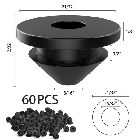 Heavy Duty Black Rubber Cable Railing Grommets For Metal Posts 60 Pack Protective Sleeves product dimensions
