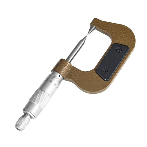Compact Double Tip Mechanical Micrometer For Straight Up Accurate Outer Diameter Groove Keyway Measurement 0 To 25 Mm Range With 0.01 Mm Dead On Precision No Nonsense Durable Build For Tough Workshop Grind, detailed view of dual tip.