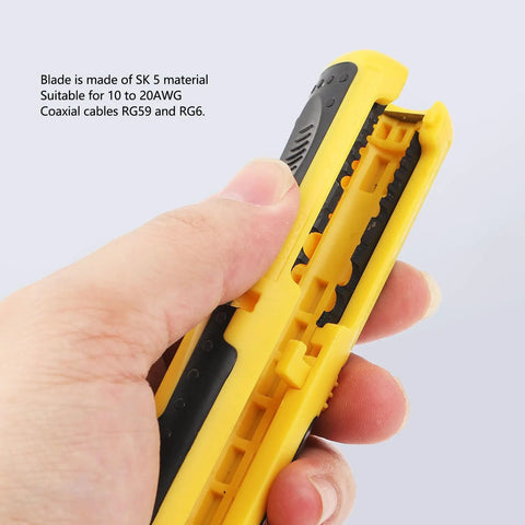 ZPSHYD Automatic Pen Type Wire Stripper Pliers with SK5 blade, suitable for 10-20AWG coax cables, ergonomic grip for easy use.