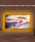 12.5ft RGB LED Backlight Strip For 40 To 55 Inch TVs, Bluetooth App Control With Music Sync, IR Remote, 60 Color Options, lit TV scene