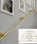 Heavy Duty Wrought Iron Stair Banister And Wall Mounted Safety Grab Bar With Adjustable Length For Indoor And Outdoor Use, 30cm to 600cm, gold finish.