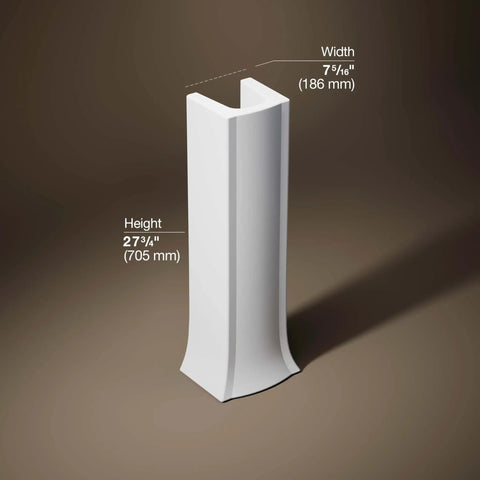 Archer Pedestal Base in White For Vitreous China Bathroom Lavatory Upgrade That Feels Right With Archer Basin Sets And All The Related Accessories K 2357 0 One Size, shown with dimensions 27 3/4'' height, 7 5/16'' width