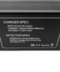 Back view of Versatile LiPo Balance Charger With Wireless Voltage Meter For 7.4V 11.1V And 14.8V Batteries showing specifications.