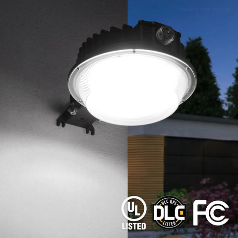 LED Barn Light With Dusk To Dawn Photocell Three Power Settings 120W 96W 72W Dimmable Outdoor Flood Lighting 120 To 277V IP65
