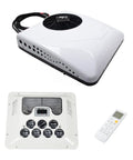 12V RV Rooftop Air Conditioner With 15000 BTU Heating And Cooling Brushless Compressors, includes control panel and remote