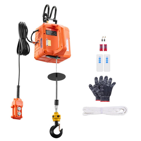 3 In 1 Electric Hoist Winch 1100 Lb Capacity 1500W Portable Power Winch with accessories including gloves and remote