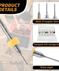 Pipe Vise Micro Mini Hand Drill Set With Premium HSS Micro Bits for arts and crafts, showing tungsten steel bits and storage box.