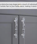Cabinet with Rustic Twig Drawer Pulls With Metal Branch Cabinet Handles and screws, showcasing distinctive twig shape in zinc alloy.