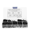 Bulk 500 Piece Black Self Tapping Screw Kit With 7 Sizes Assorted Screws, Corrosion Resistant Black Stainless Steel For Metal And Aluminum, Self Drilling, DIY Friendly, Indoor Outdoor Use, Great For Home Projects, plastic organizer with labeled black screws