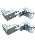 4 Pack Self Locking Folding Brackets Heavy Duty Galvanized Steel Hinges For Foldable Workbench And Kitchen Table Ready To Roll Rock Solid Stability No Sweat Assembly Silver Grey shown from a top view.
