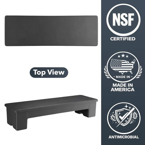 Built Tough Heavy Duty Plastic Dunnage Rack Rock Solid 36 X 12 X 8 Inches Narrow Commercial Floor Shelf 750 Lb Load Capacity NSF Certified Compatible With Pallet Jacks Forklifts And Cramped Backrooms