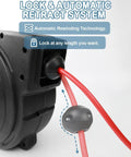 Retractable 50 Ft Extension Cord Reel With Heavy Duty 14 AWG SJTOW Power Cord automatic rewind and lock system