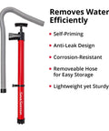 Self Priming Hand Bilge Pump For Small Boats And Kayaks, Easy Water Removal, Manual Bilge Pump With 18 Inch Hose, corrosion-resistant