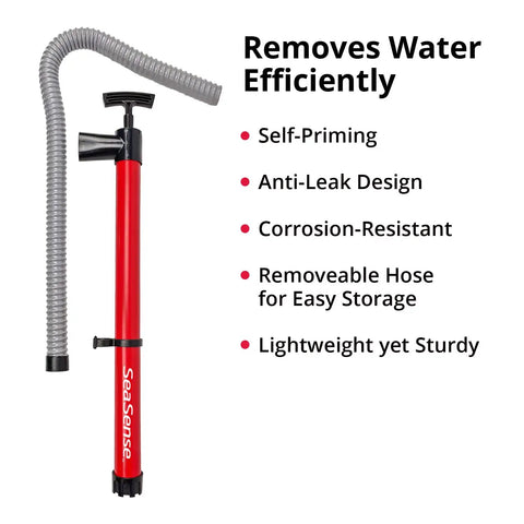 Self Priming Hand Bilge Pump For Small Boats And Kayaks, Easy Water Removal, Manual Bilge Pump With 18 Inch Hose, corrosion-resistant