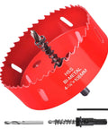 4 1/4 Inch HSS Bi-Metal Hole Saw Kit With Pilot Drill Bit, arbor, hex key, for wood, metal, plastic, drywall, PVC cuts