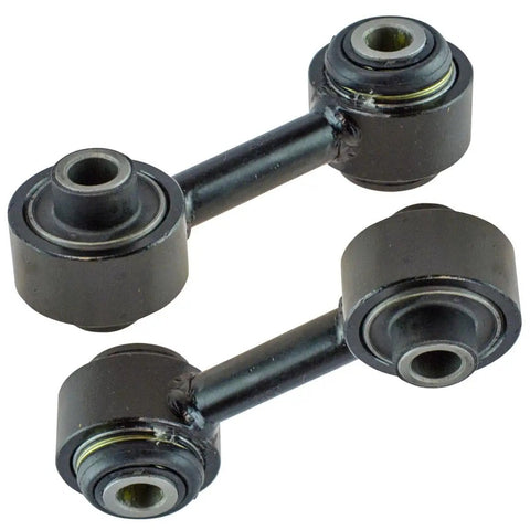 Straight Shooter Ten Piece Steering And Suspension Kit With Tie Rod Ends Drag Links Ball Joints And Sway Bar Links For 2008 2009 2010 Ford Super Duty Four Wheel Drive Trucks Built Tough sway bar links close-up black components