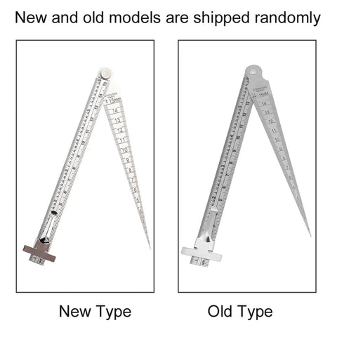 Pro Grade Stainless Steel Taper Welding Gauge for Gap and Depth Measurement, both new and old models with dual scale ruler.