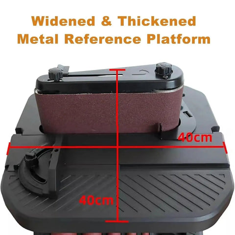 450W Electric Oscillating Spindle Sander And Belt Sander Combo With Five Heavy Duty Sanding Sleeves Adjustable Tilting Table top view showing 40cm reference platform.