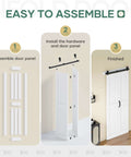 Bi Fold Barn Door 28 By 84 Inches For Closet White Waterproof Sliding Door With Hardware Kit Included installation steps