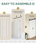36 Inch By 84 Inch Bifold Barn Door System With Hardware Kit Included For Two Doors Bi Fold Sliding Closet Doors 40 Inch Track Kit Waterproof Construction Pre Drilled Holes For Easy Assembly White Finish Space Saving No Fuss Setup Modern Home Upgrade installation steps