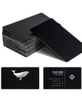 Thick 0.42mm Aluminum Business Card Blanks For Laser Engraving, 50 Pcs Matte Black Pro Grade Metal Cards with sample engravings.