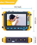Portable 5 Inch CCTV Monitor And Camera Tester On The Go 4 In 1 8MP AHD TVI CVI CVBS 1080P Coaxial HD Video Tester with dimensions shown