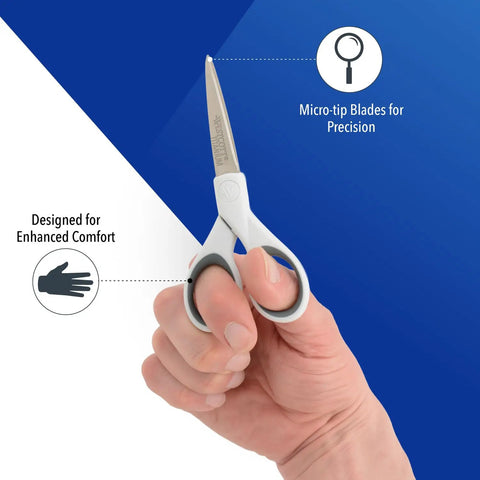 5 Inch Micro Tip Fabric Scissors With Titanium Bonded Blades For Precision Cuts In Paper And Fabric Projects shown in hand