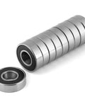 Premium 10 Pack Heavy Duty Rubber Sealed Ball Bearings 60012RS For Industrial Machines And Automotive Use With Smooth Operation Minimal Noise Super Durable 12X28X8mm Size in a stack.