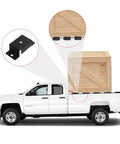 Tough As Nails Stake Pocket Brackets Plug Into Flatbed Trailer Tie Down Anchors And 8 Pack Of Solid Steel Hardware, shown with wooden crate.