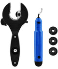 Ratcheting Tubing Cutter For Copper And Pex Pipes With 360 Degree Cut Adjustable From Five Sixteenths To One And One Eighth Inch Includes Deburring Tool And Four Bearing Blades Compact Handheld Plumbing Tool For Tight Spaces