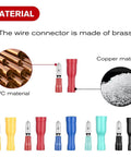 DIY Friendly 200Pcs Bullet Terminals Wire Connectors Kit For Automotive And Marine Wiring AWG 22 To 14 Female And Male Insulated Waterproof Brass Quick Connects No Soldering Required shown with various colors and materials.